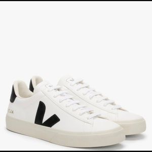 VEJA Campo Chromefree Leather Extra White Black Trainers